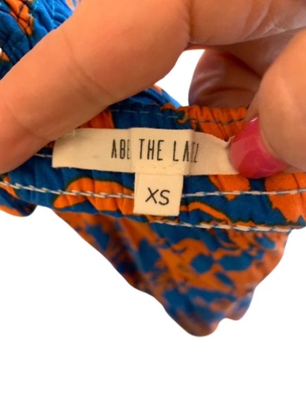 Able The Label Maxi Dress XS Blue Orange Floral Smocked Boho Sleeveless - Picture 5 of 6